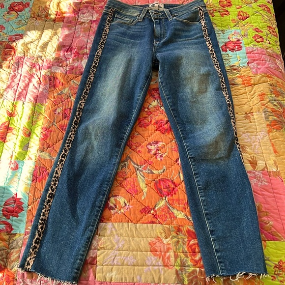 PAIGE Hoxton Crop Side Leopard Stripe Jeans - Size 26.  Like new - worn once! - Picture 1 of 8